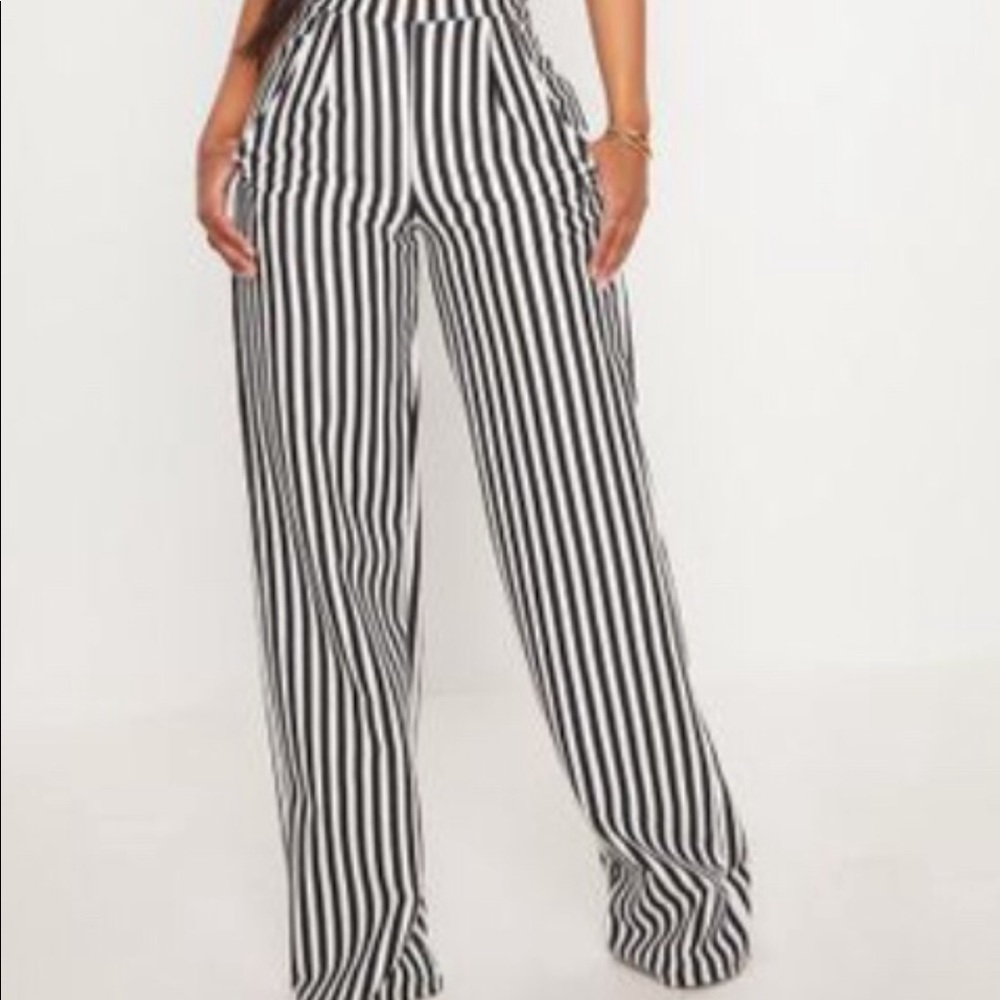 Pretty little things black & white striped pants